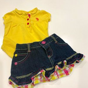 Ralph Lauren Bodysuit + Matching Jean Skirt